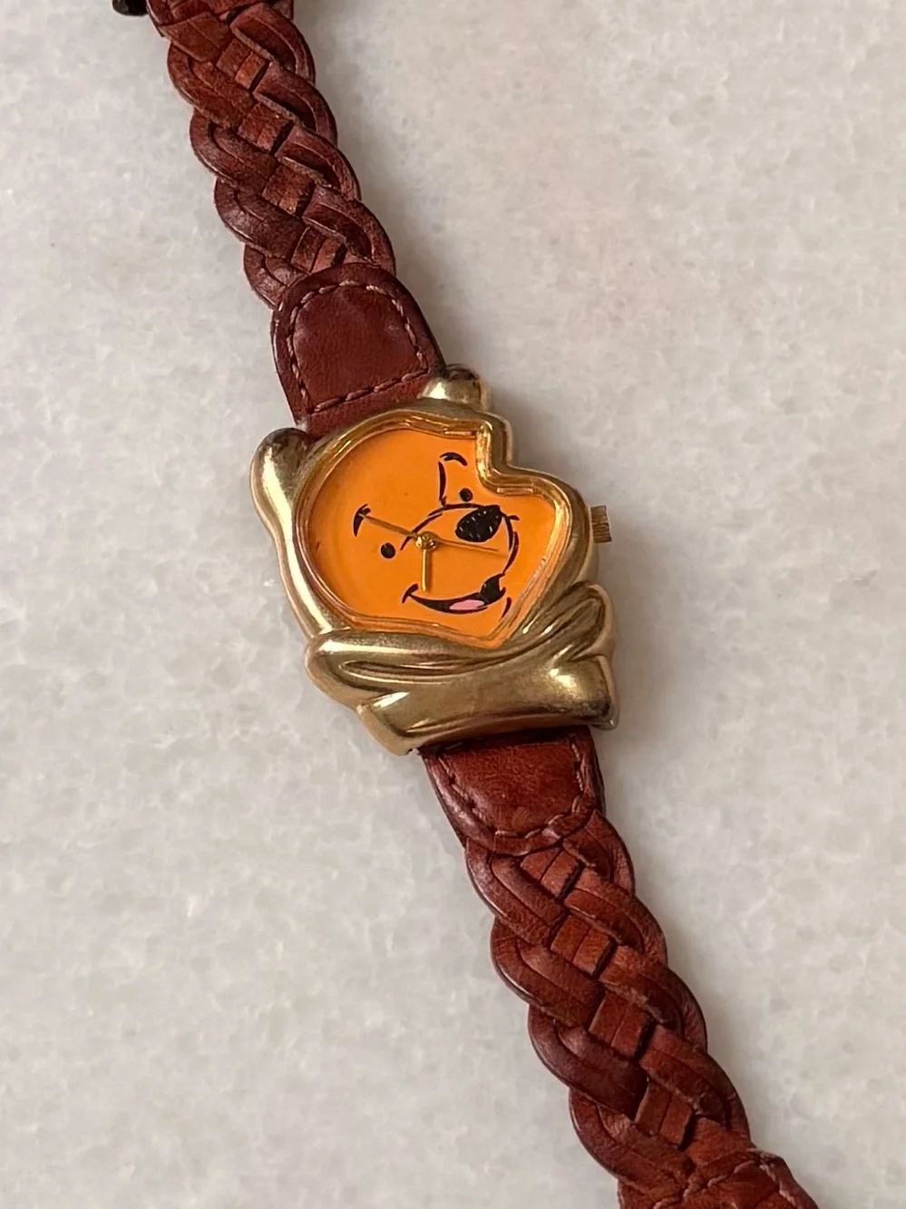 ✔Vintage Disney x Timex Winnie the Pooh Braided Leather Watch